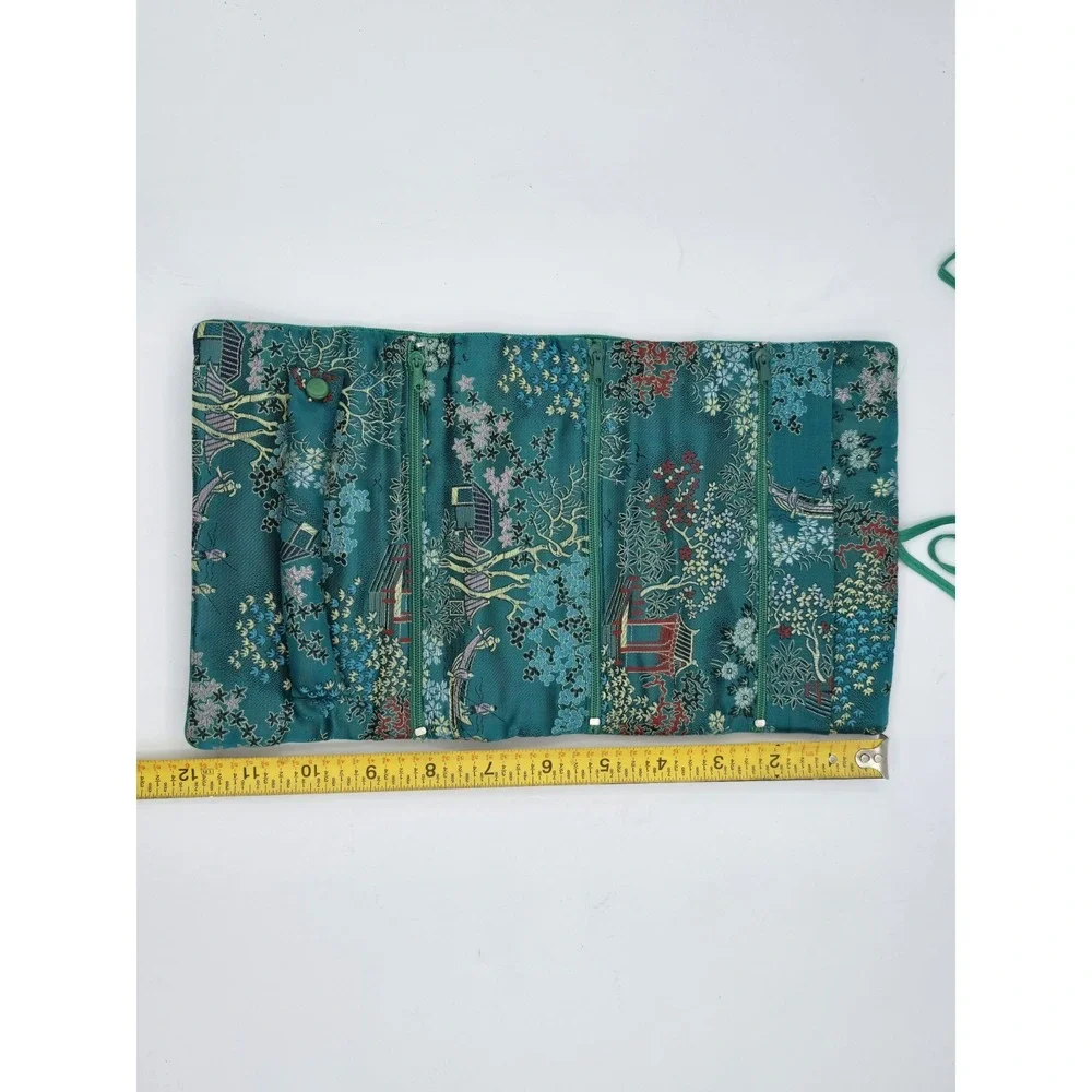 VTG Turquoise Travel Jewelry Organizer Roll‎ Foldable Jewelry Storage Holder